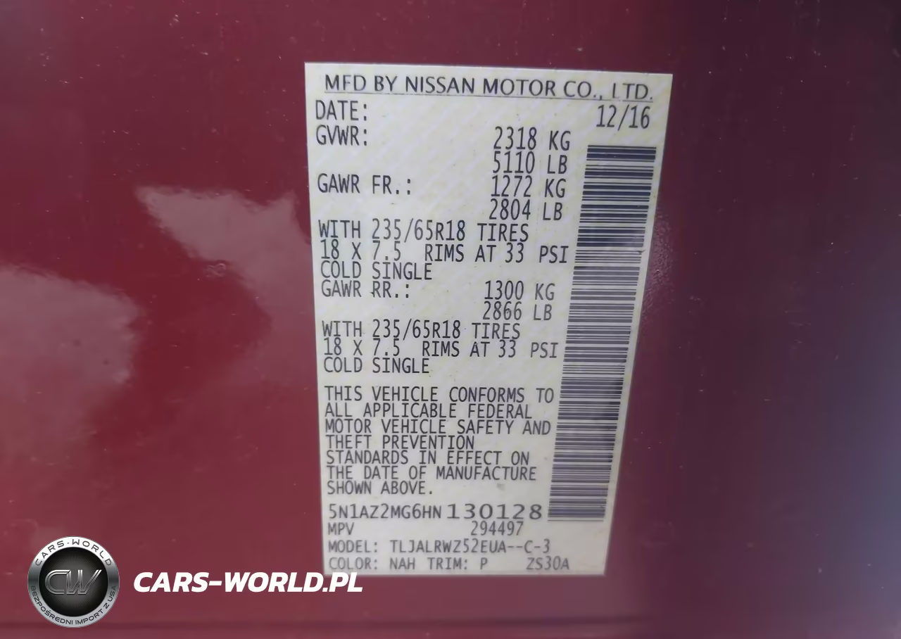 2017 Nissan Murano Sl VIN:5N1AZ2MG6HN130128 - 9