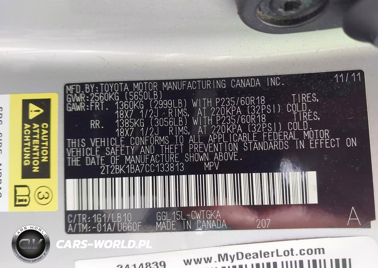 2012 Lexus Rx 350 VIN:2T2BK1BA7CC133813 - 9
