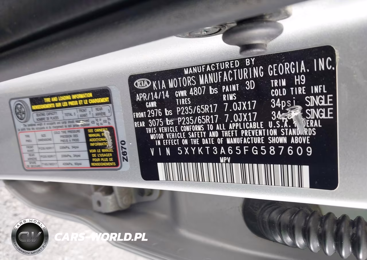 2015 Kia Sorento Lx VIN:5XYKT3A65FG587609 - 9