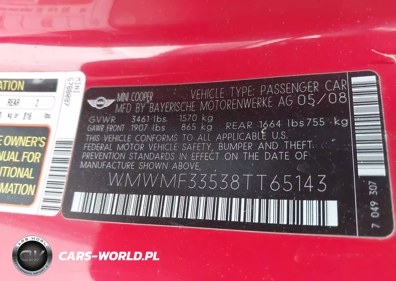 2008 Mini Cooper VIN:WMWMF33538TT65143 - 9