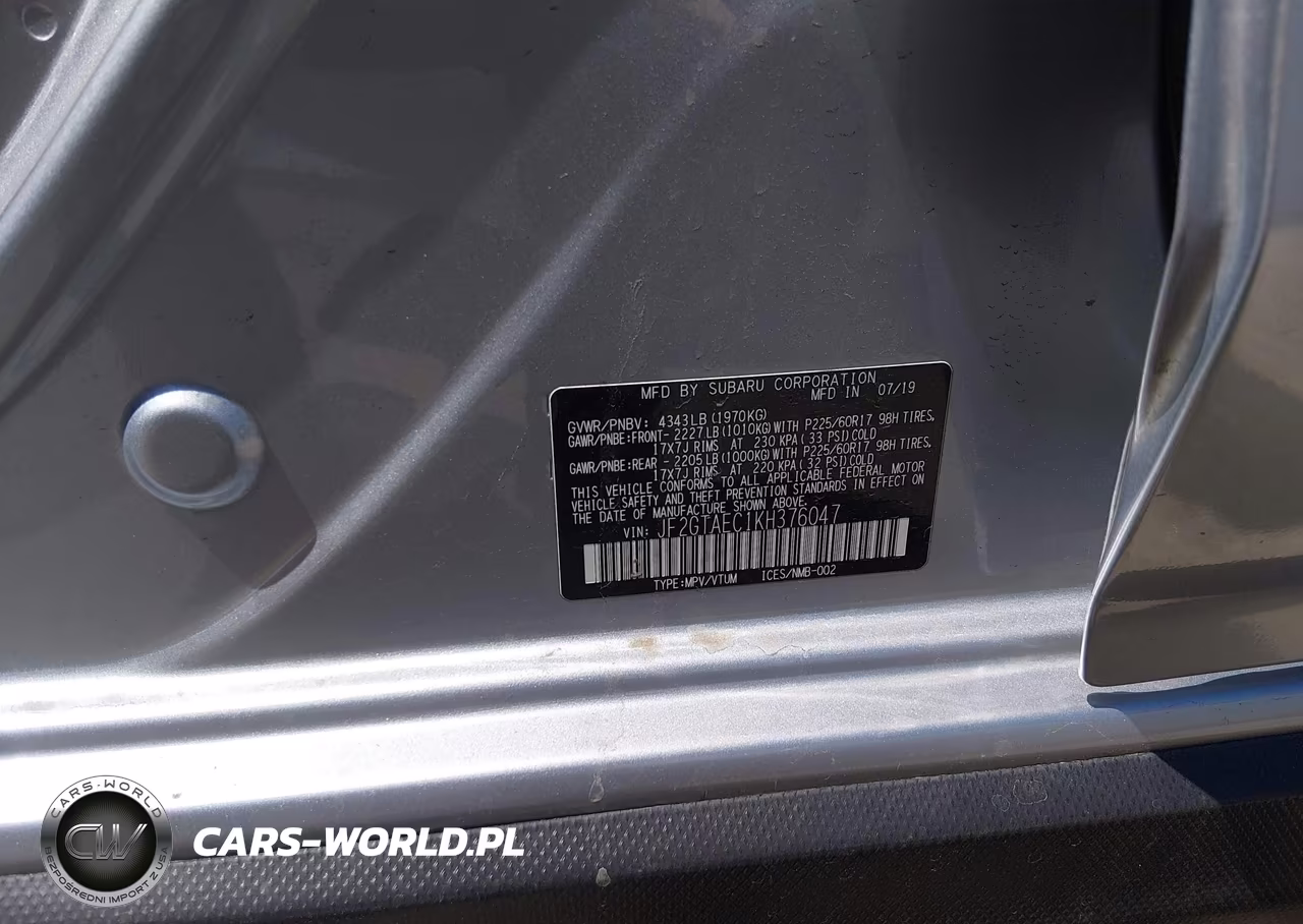 2019 Subaru Crosstrek 2.0I Premium VIN:JF2GTAEC1KH376047 - 9