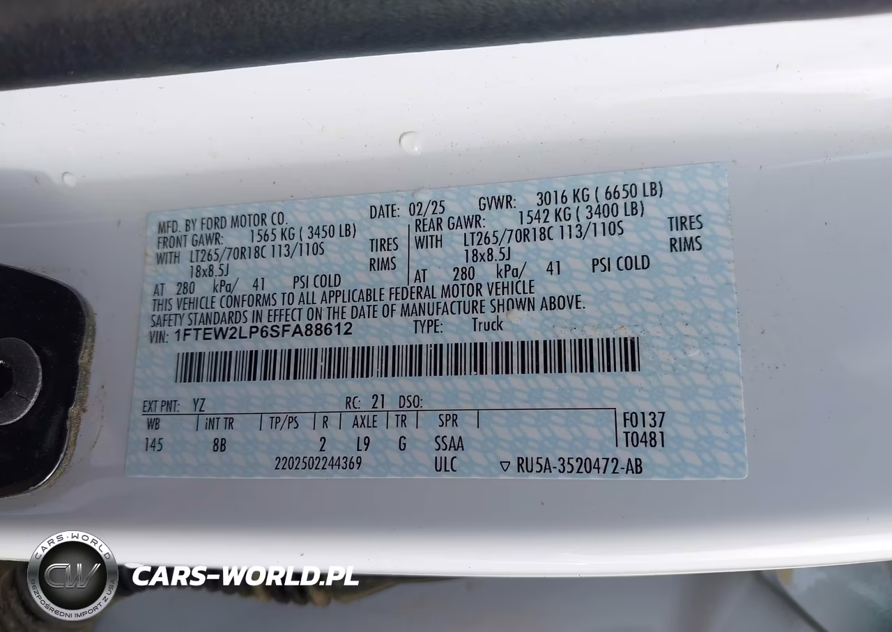 2025 Ford F-150 Stx VIN:1FTEW2LP6SFA88612 - 9