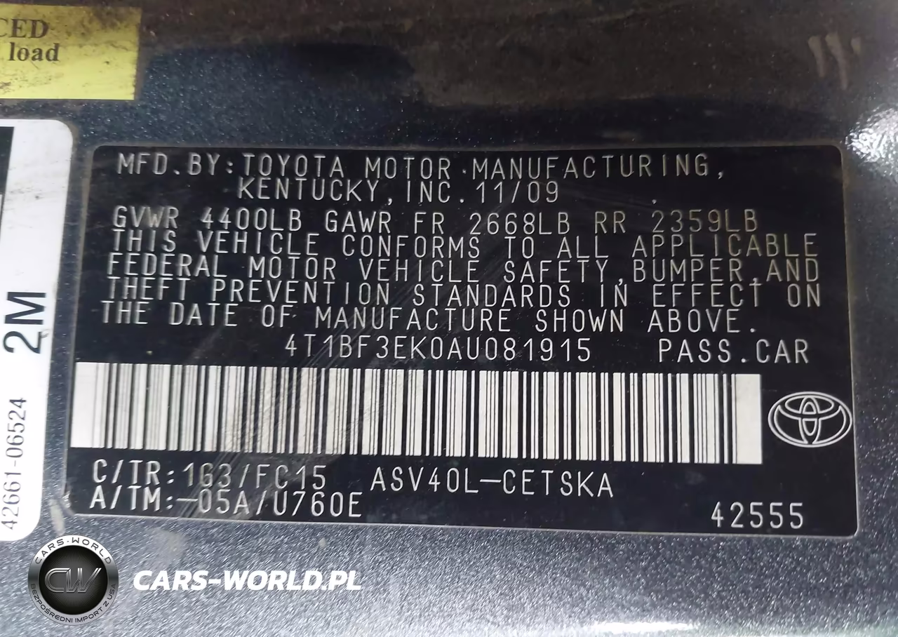 2010 Toyota Camry Se VIN:4T1BF3EK0AU081915 - 9