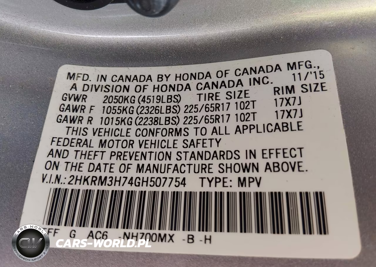 2016 Honda Cr-V Ex-L VIN:2HKRM3H74GH507754 - 9