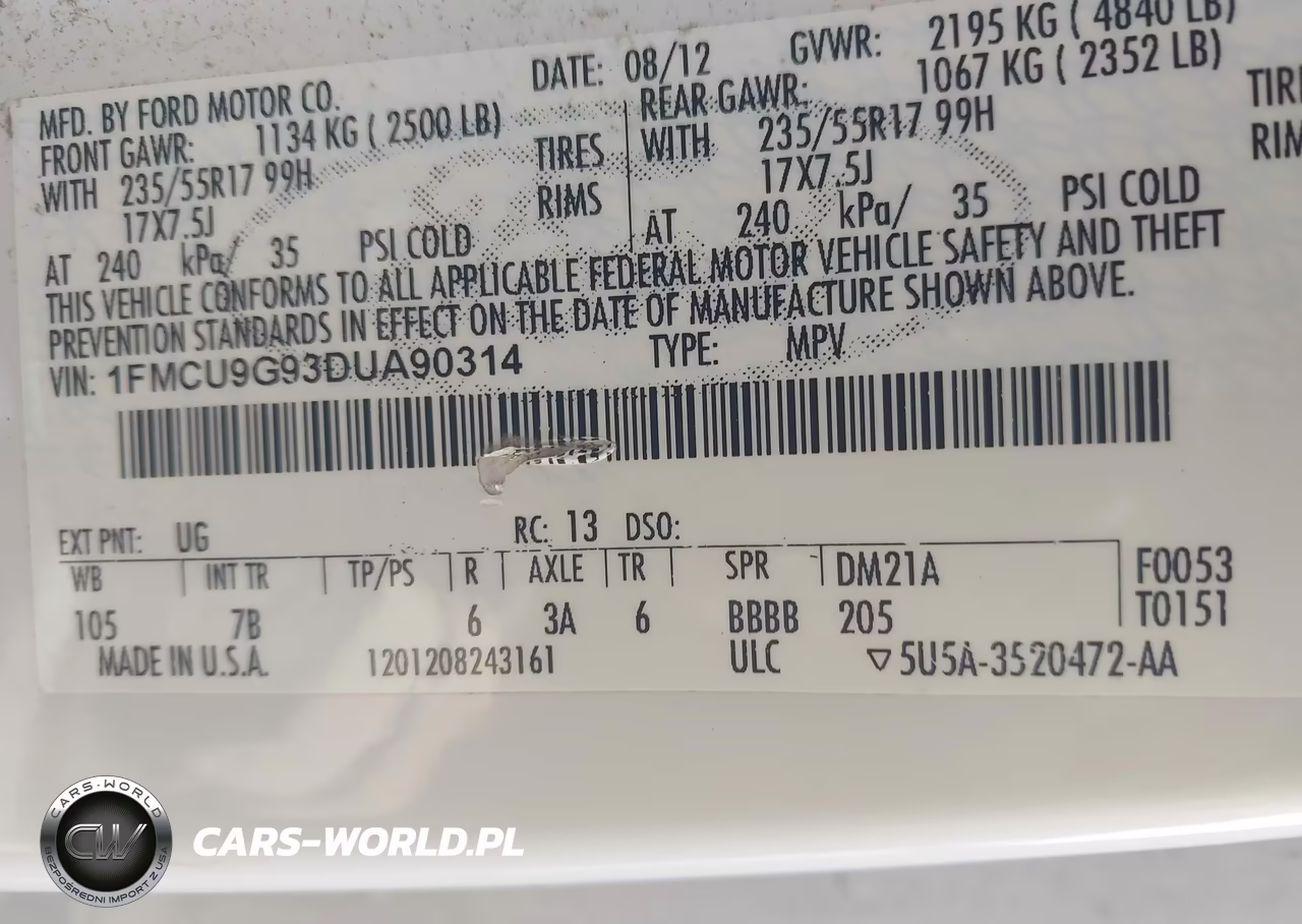 2013 Ford Escape Se VIN:1FMCU9G93DUA90314 - 9