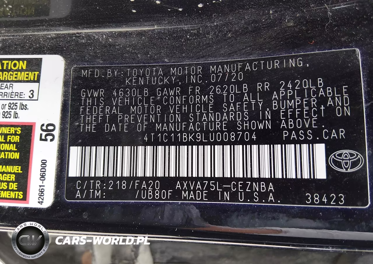 2020 Toyota Camry Le Awd VIN:4T1C11BK9LU008704 - 9