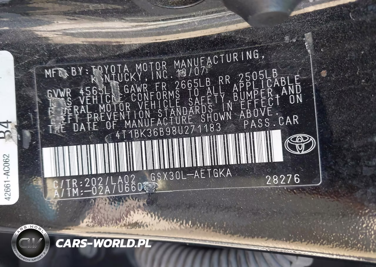 2008 Toyota Avalon Xls VIN:4T1BK36B98U271183 - 9