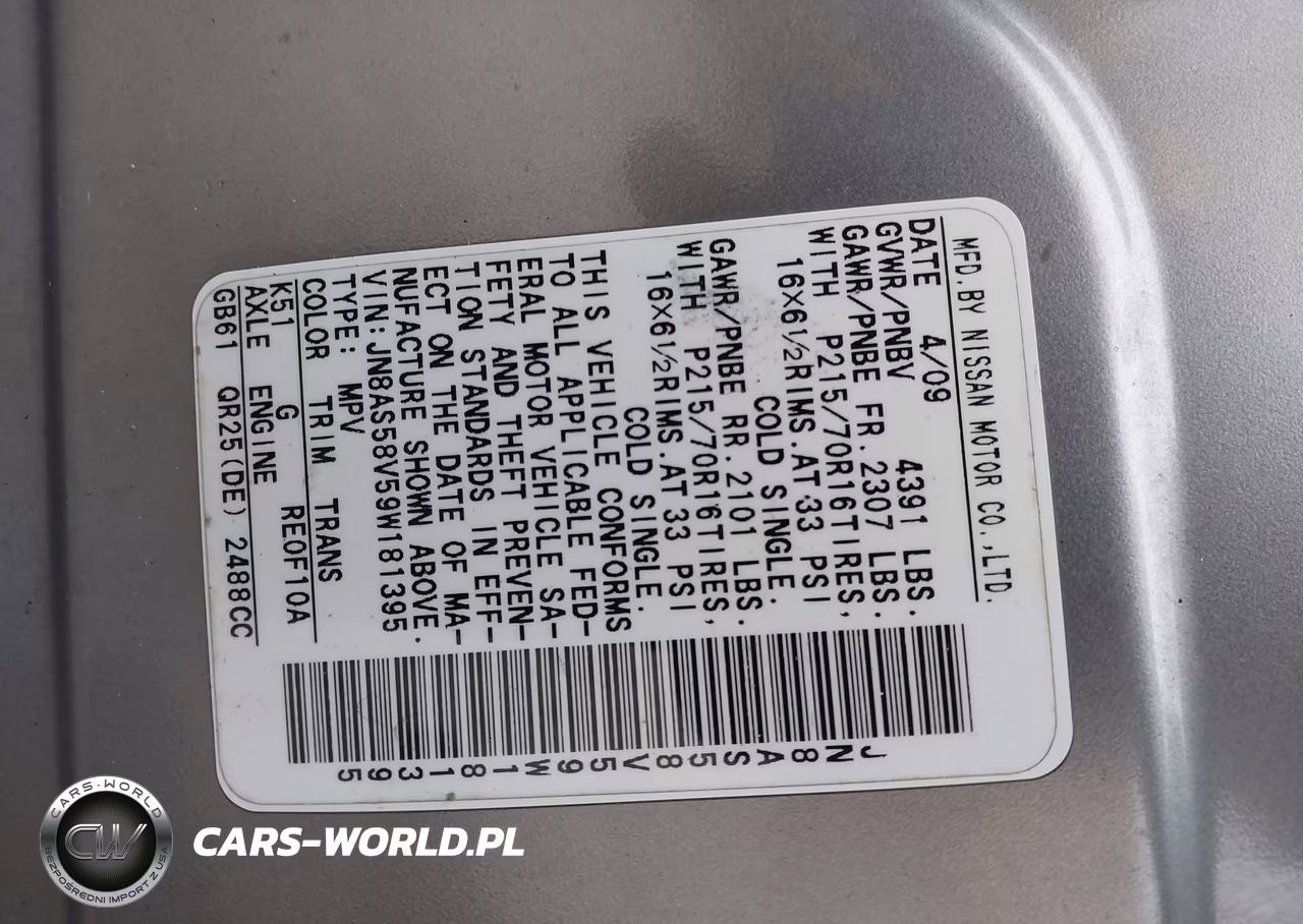 2009 Nissan Rogue S VIN:JN8AS58V59W181395 - 9