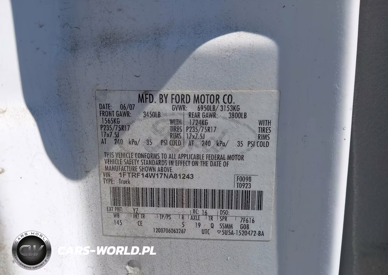 2007 Ford F-150 Stx-Xl-Xlt VIN:1FTRF14W17NA81243 - 9