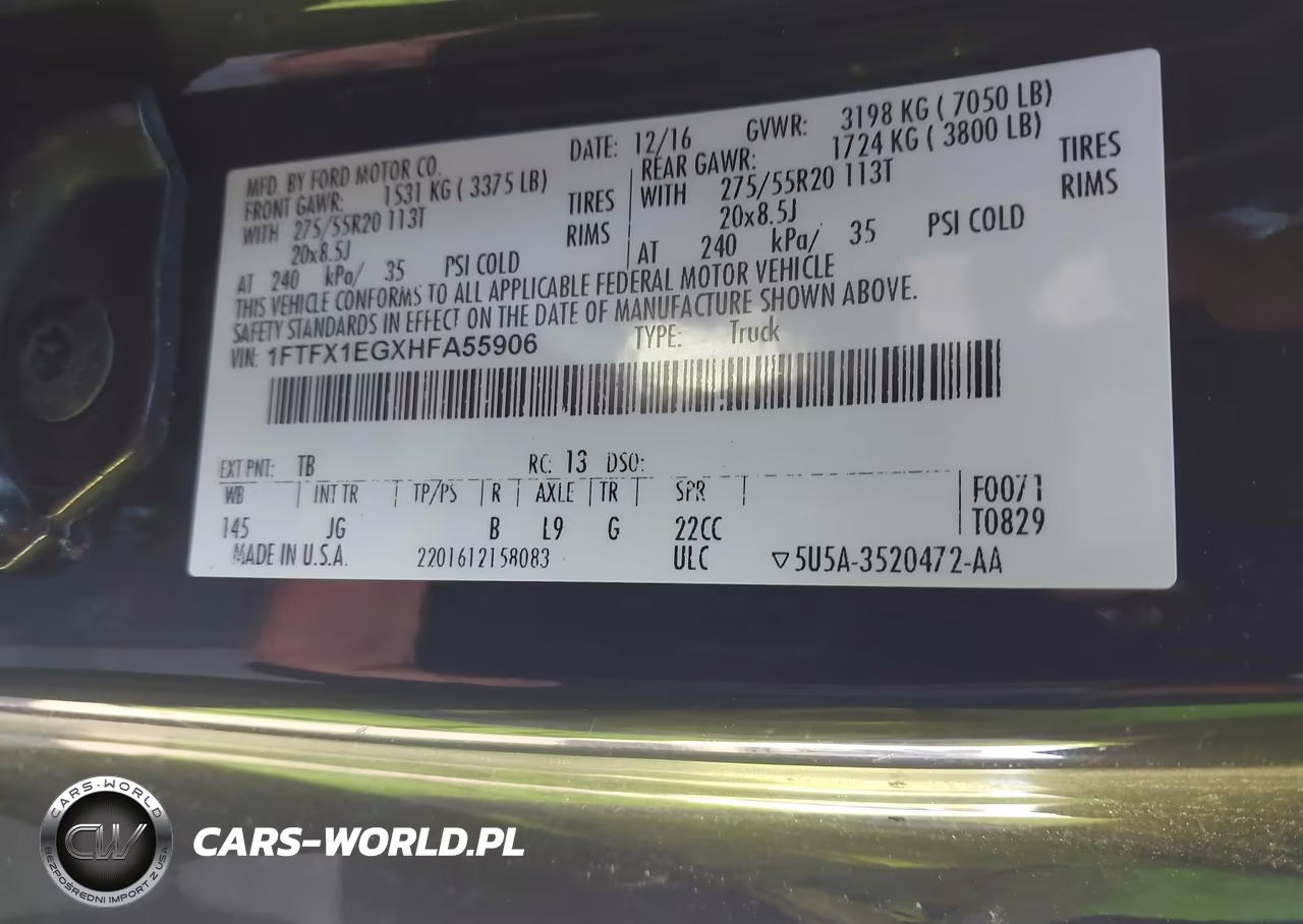 2017 Ford F-150 Xl VIN:1FTFX1EGXHFA55906 - 9