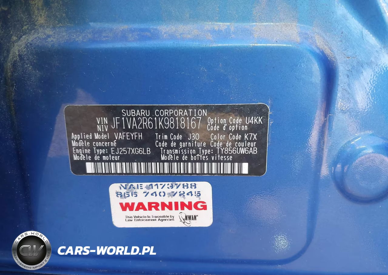 2019 Subaru Wrx Sti VIN:JF1VA2R61K9818167 - 9