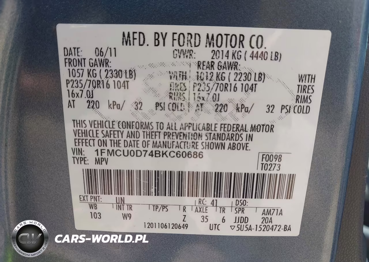2011 Ford Escape Xlt VIN:1FMCU0D74BKC60686 - 9