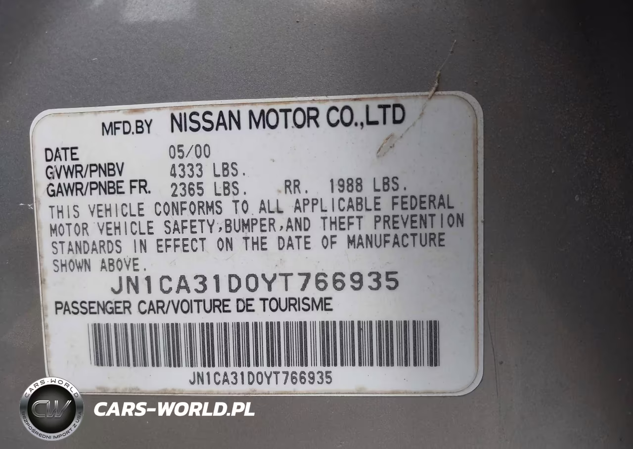 2000 Nissan Maxima Gle-Gxe-Se VIN:JN1CA31D0YT766935 - 9