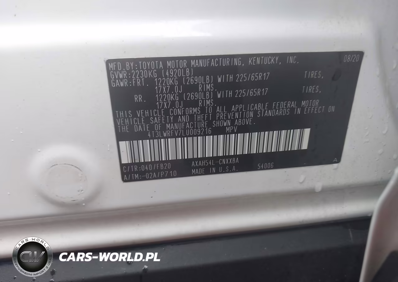 2020 Toyota Rav4 Hybrid Le VIN:4T3LWRFV7LU009216 - 9