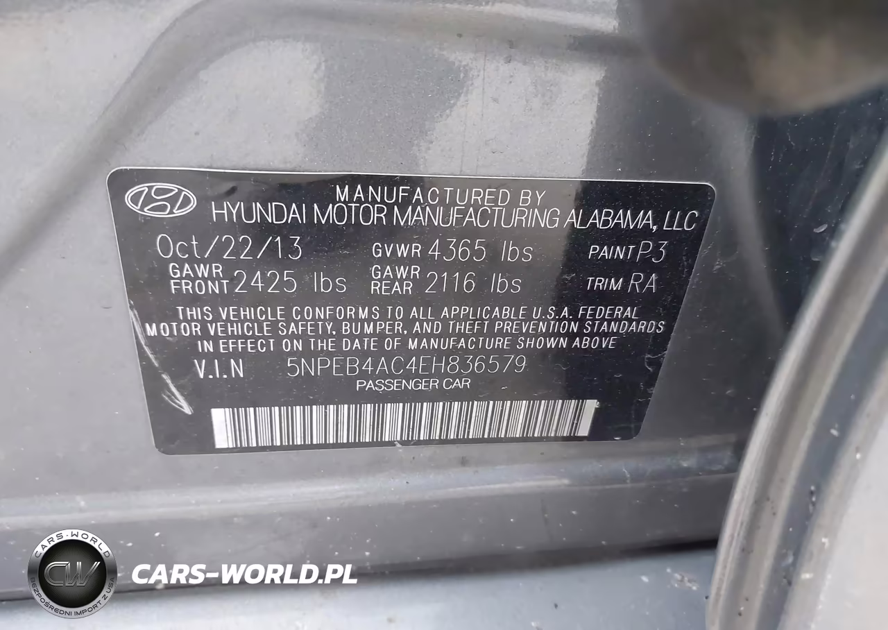 2014 Hyundai Sonata Gls VIN:5NPEB4AC4EH836579 - 9