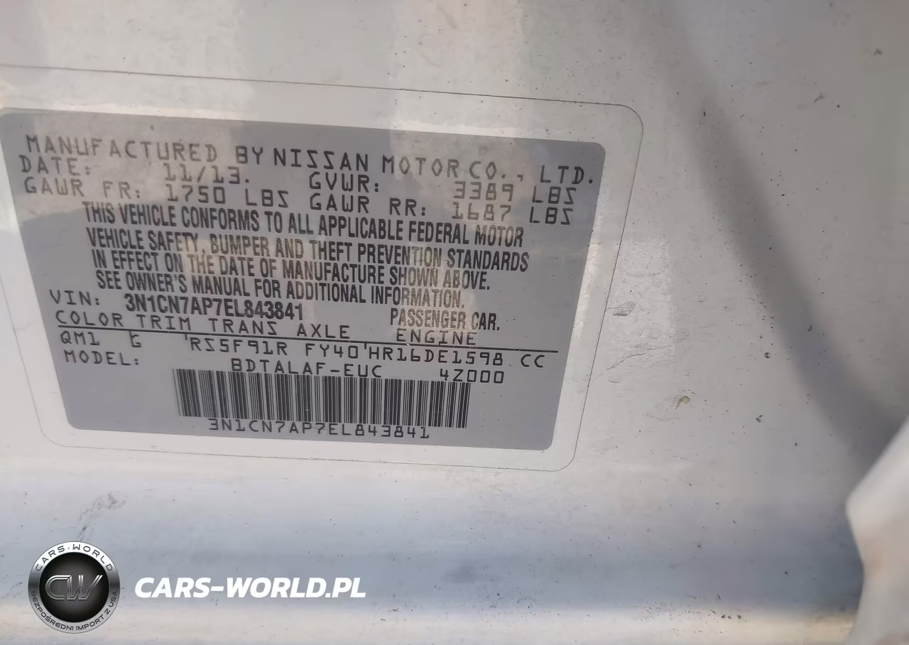 2014 Nissan Versa 1.6 S VIN:3N1CN7AP7EL843841 - 9