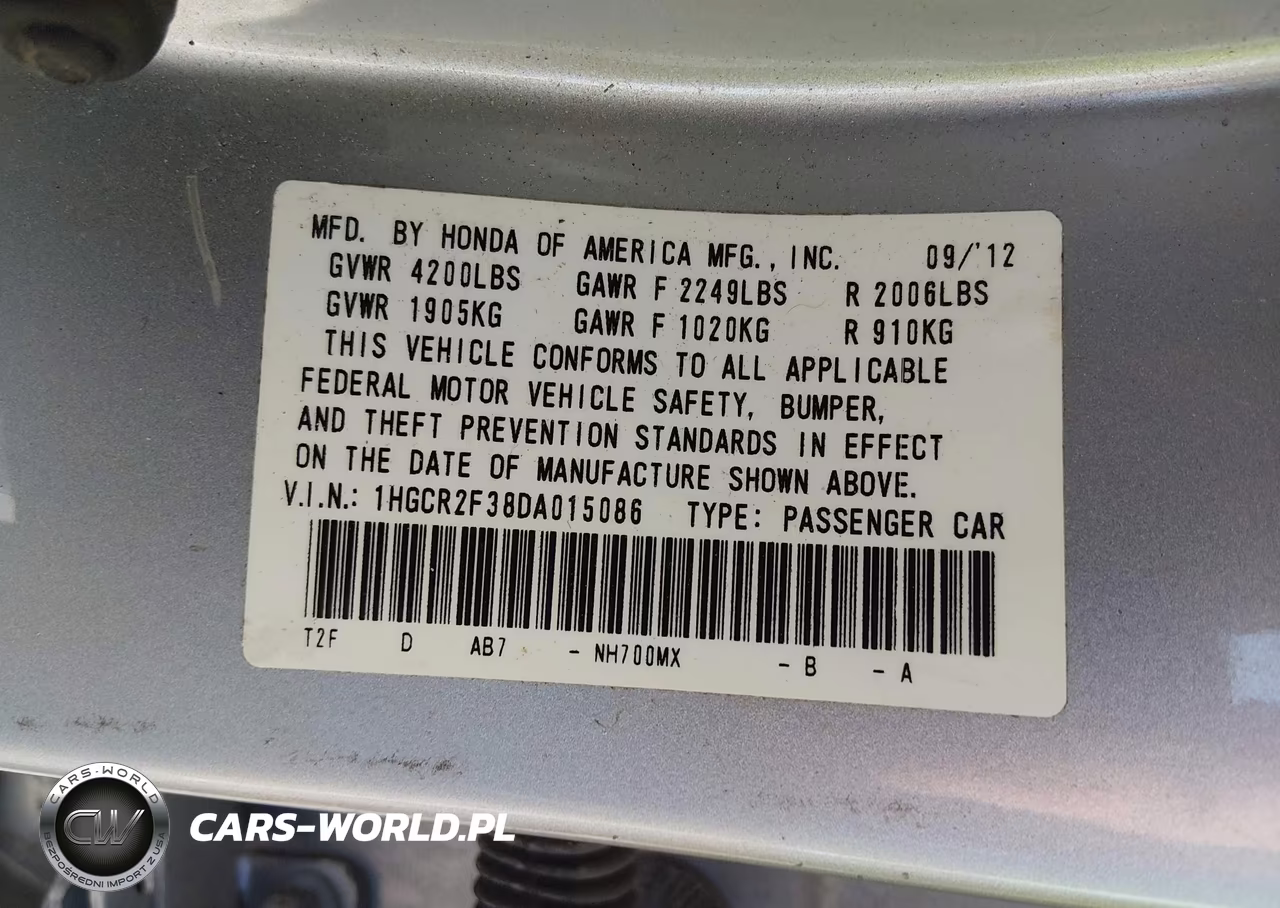 2013 Honda Accord Lx VIN:1HGCR2F38DA015086 - 9