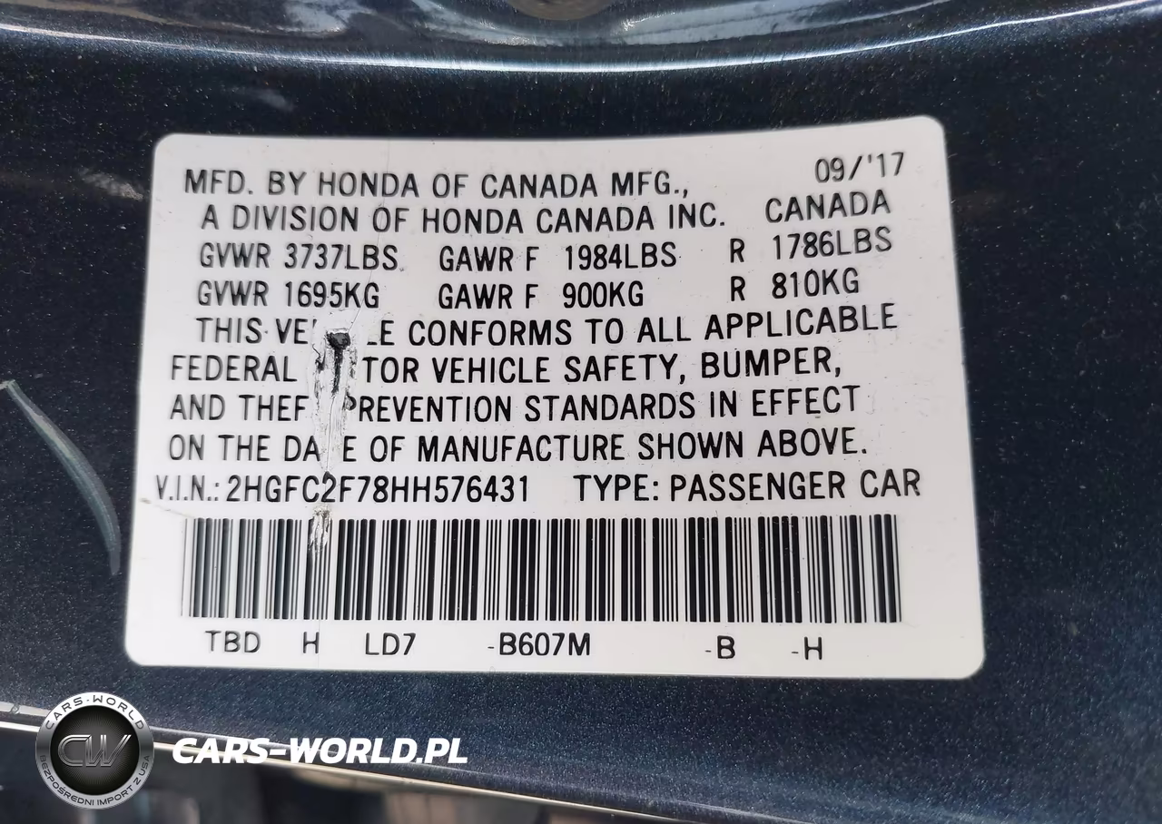 2017 Honda Civic Ex VIN:2HGFC2F78HH576431 - 9