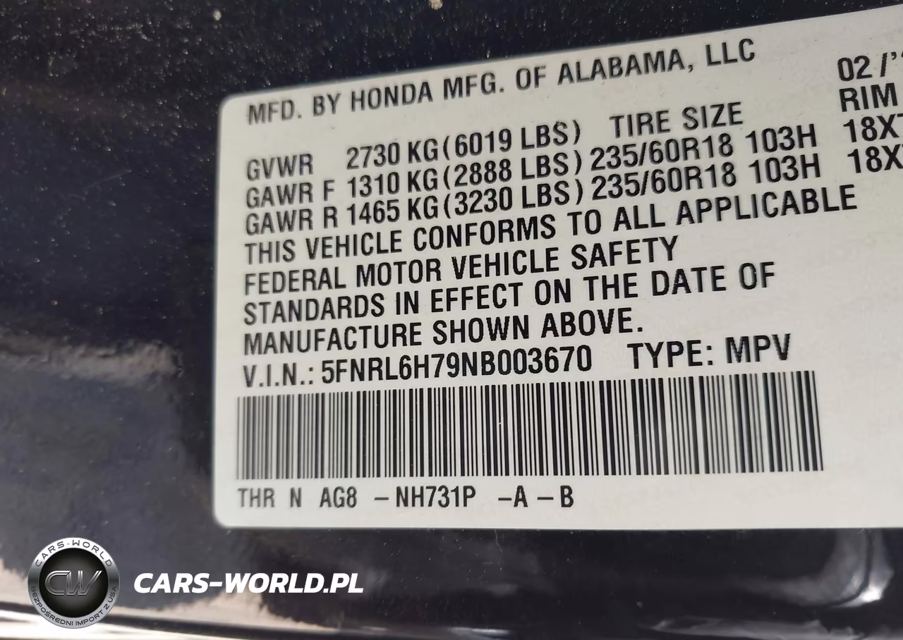 2022 Honda Odyssey Ex-L VIN:5FNRL6H79NB003670 - 9