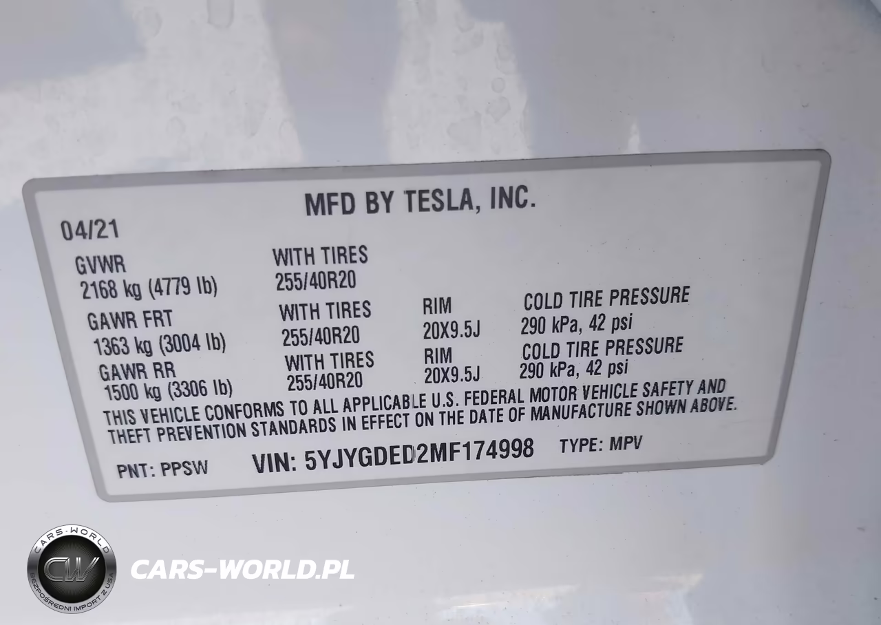 2021 Tesla Model Y Standard Range Rear-Wheel Drive VIN:5YJYGDED2MF174998 - 9