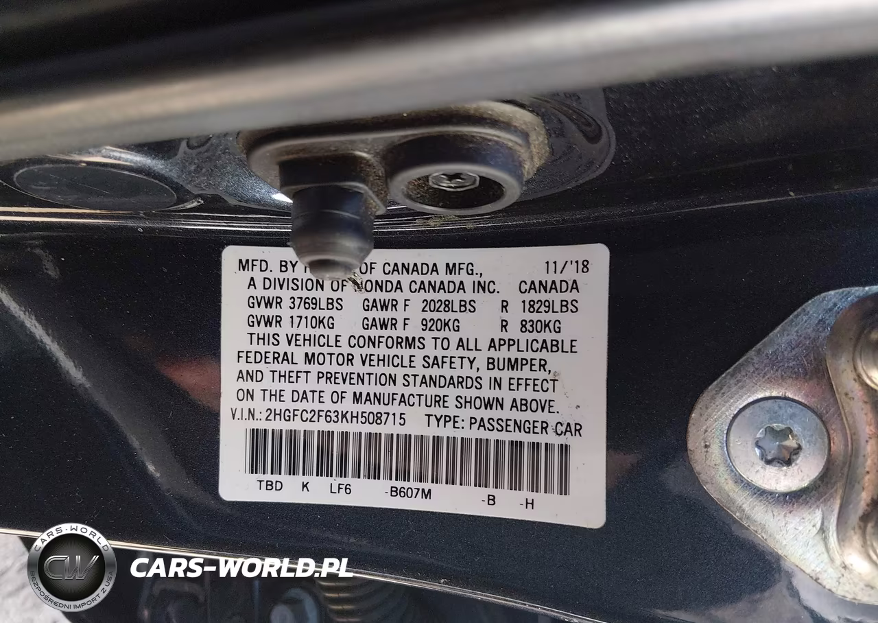 2019 Honda Civic Lx VIN:2HGFC2F63KH508715 - 9