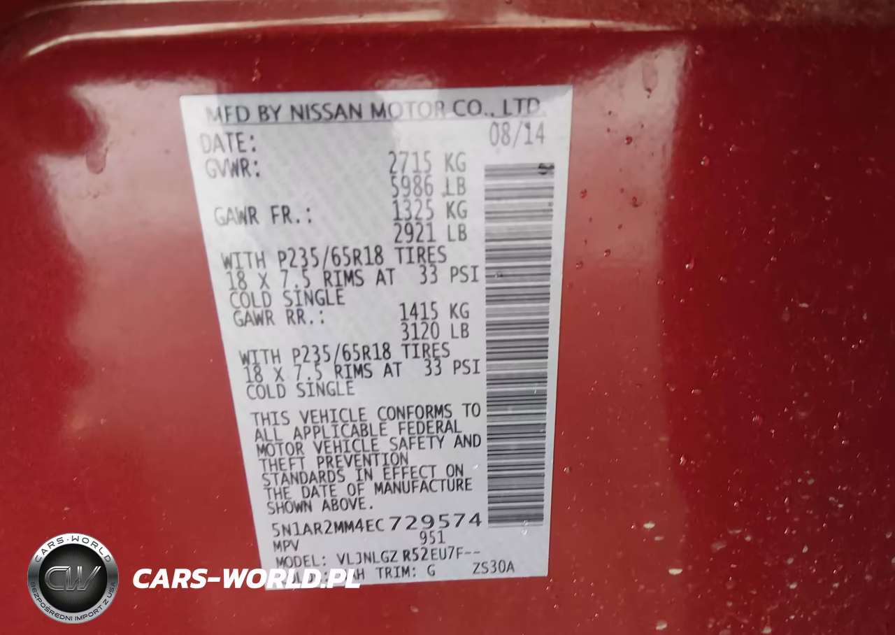 2014 Nissan Pathfinder Sl VIN:5N1AR2MM4EC729574 - 9