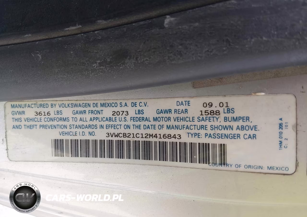 2002 Volkswagen New Beetle Gls VIN:3VWCB21C12M416843 - 9