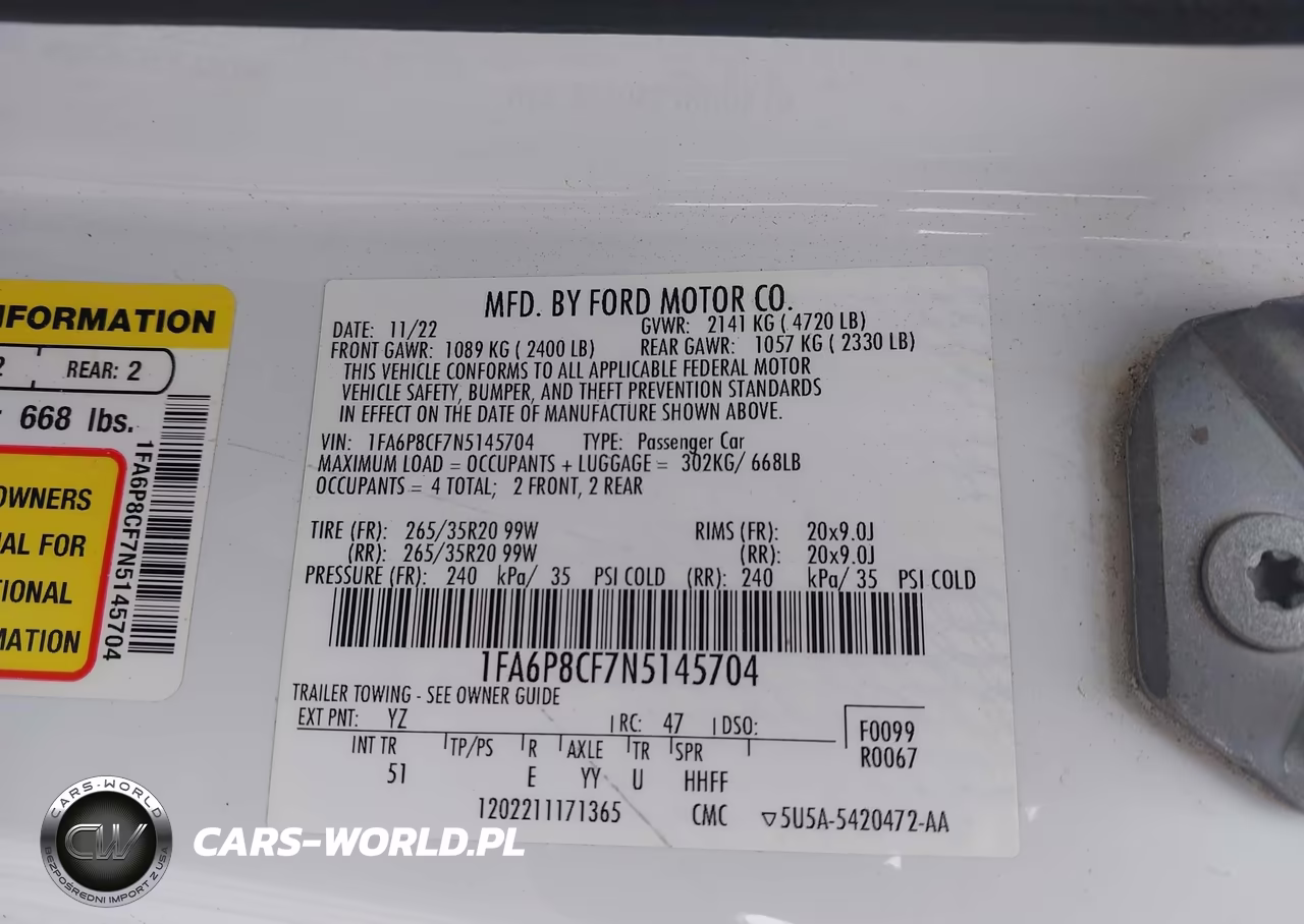 2022 Ford Mustang Gt VIN:1FA6P8CF7N5145704 - 9
