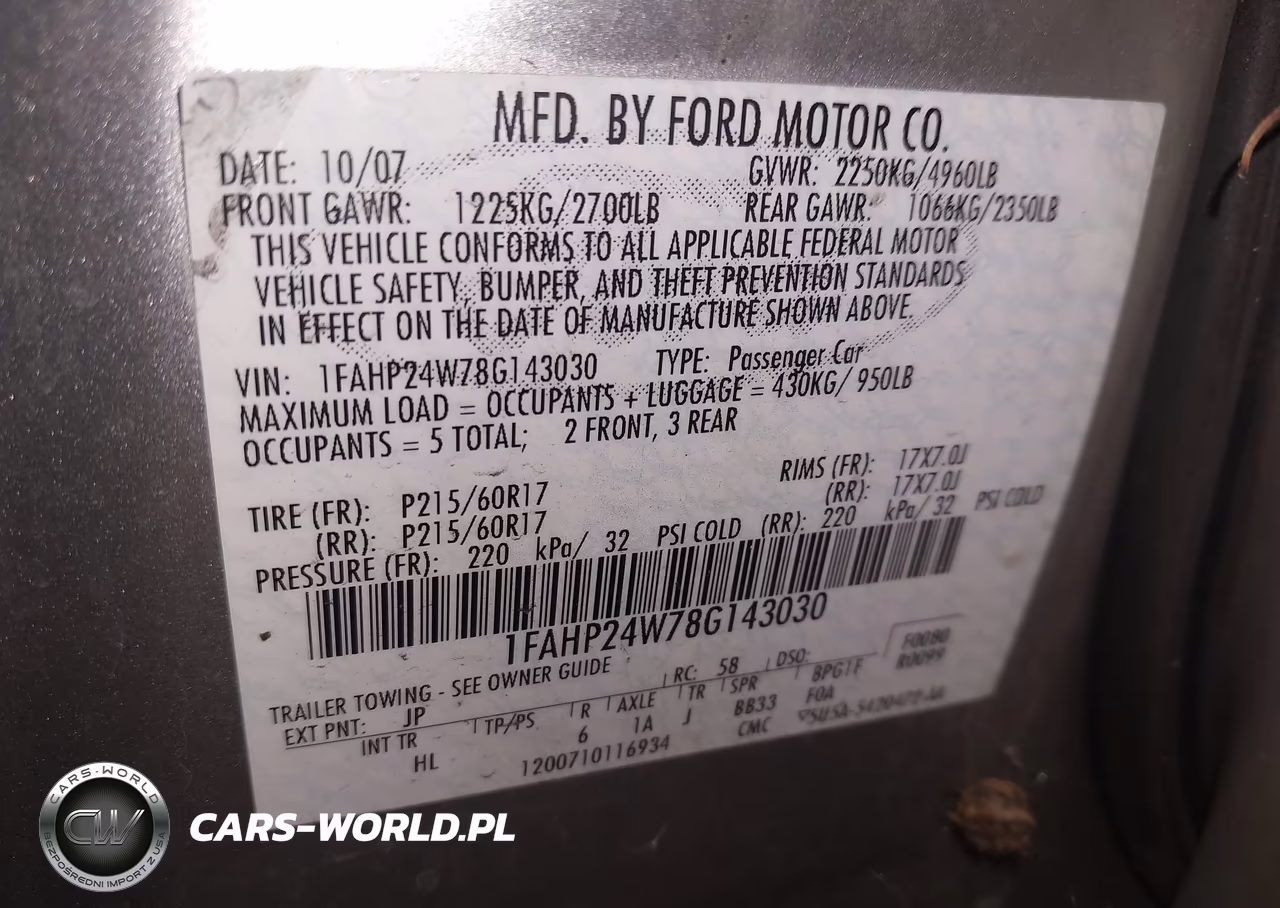 2008 Ford Taurus VIN:1FAH024W78G143030 - 9