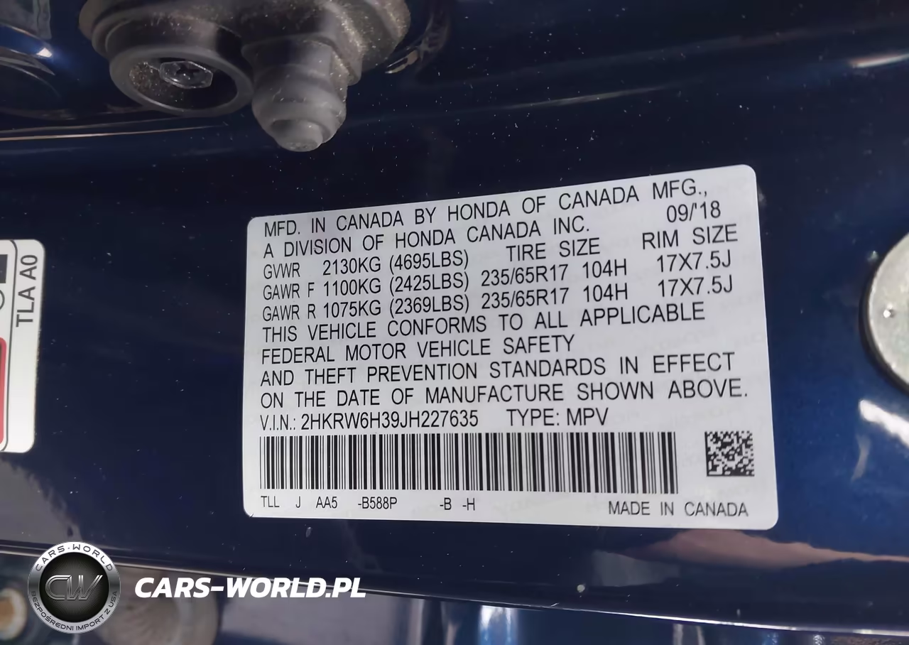 2018 Honda Cr-V Lx VIN:2HKRW6H39JH227635 - 9