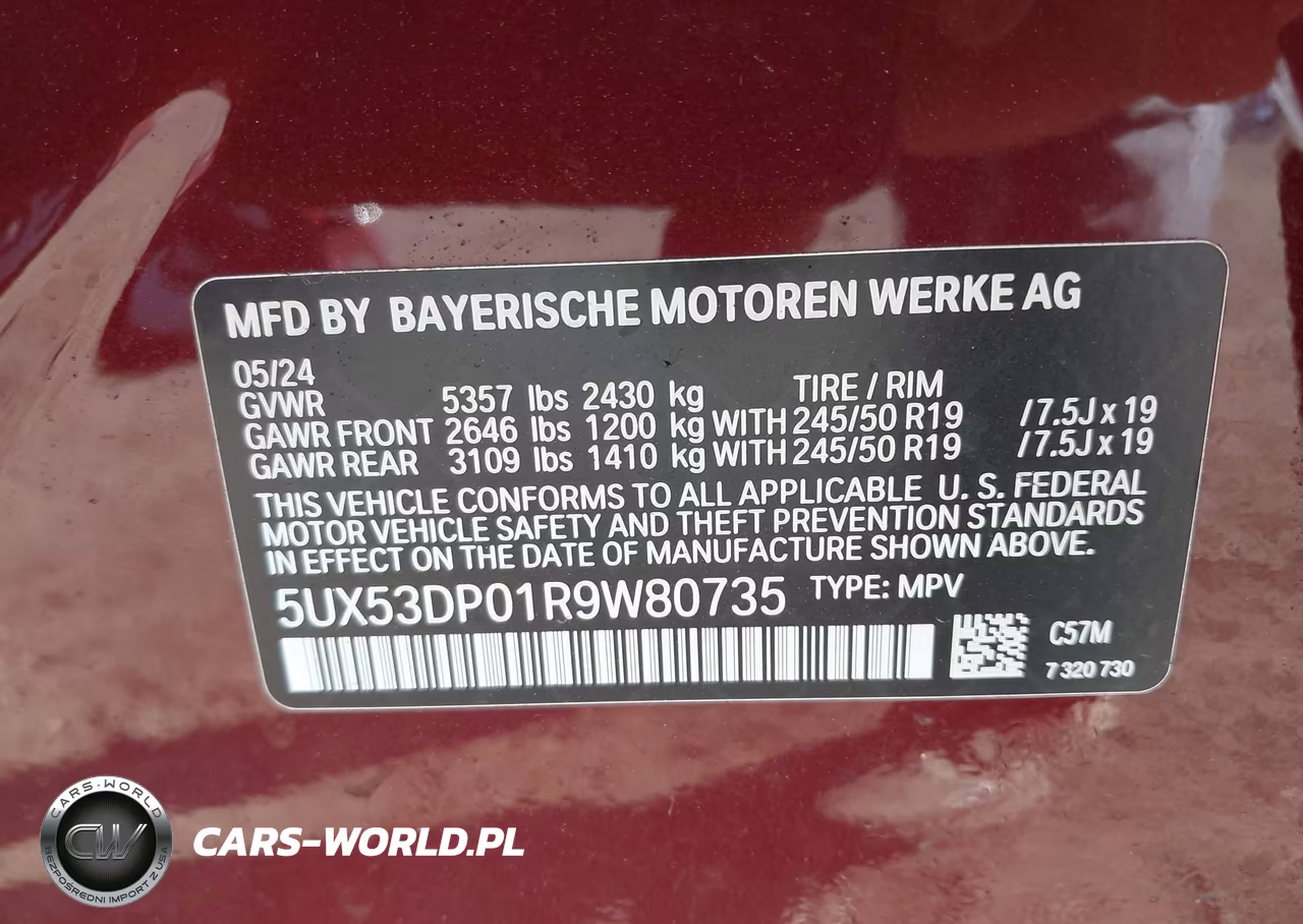2024 BMW X3 xDrive30I VIN:5UX53DP01R9W80735 - 9