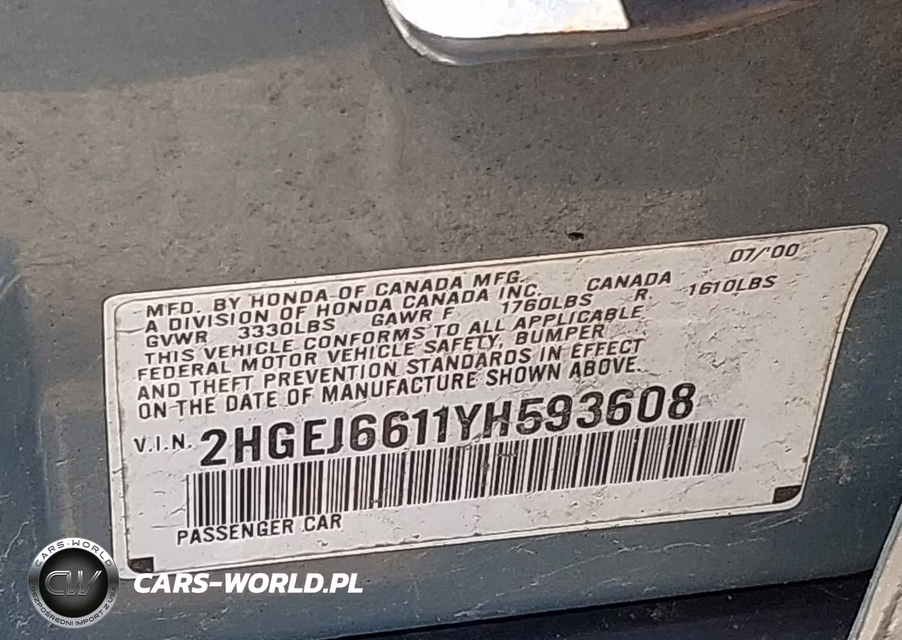 2000 Honda Civic Value Package VIN:2HGEJ6611YH593608 - 9