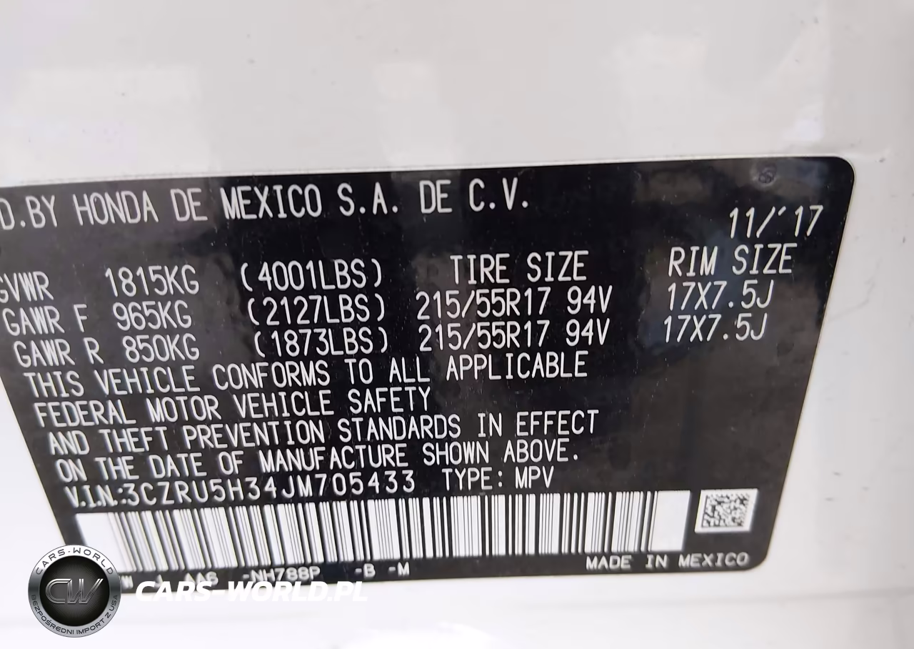 2018 Honda Hr-V Lx VIN:3CZRU5H34JM705433 - 9