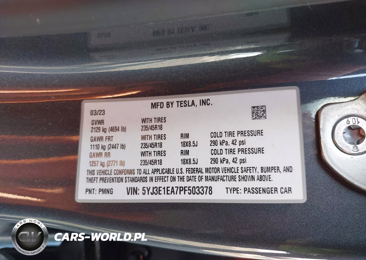 2023 Tesla Model 3 Rear-Wheel Drive VIN:5YJ3E1EA7PF503378 - 9