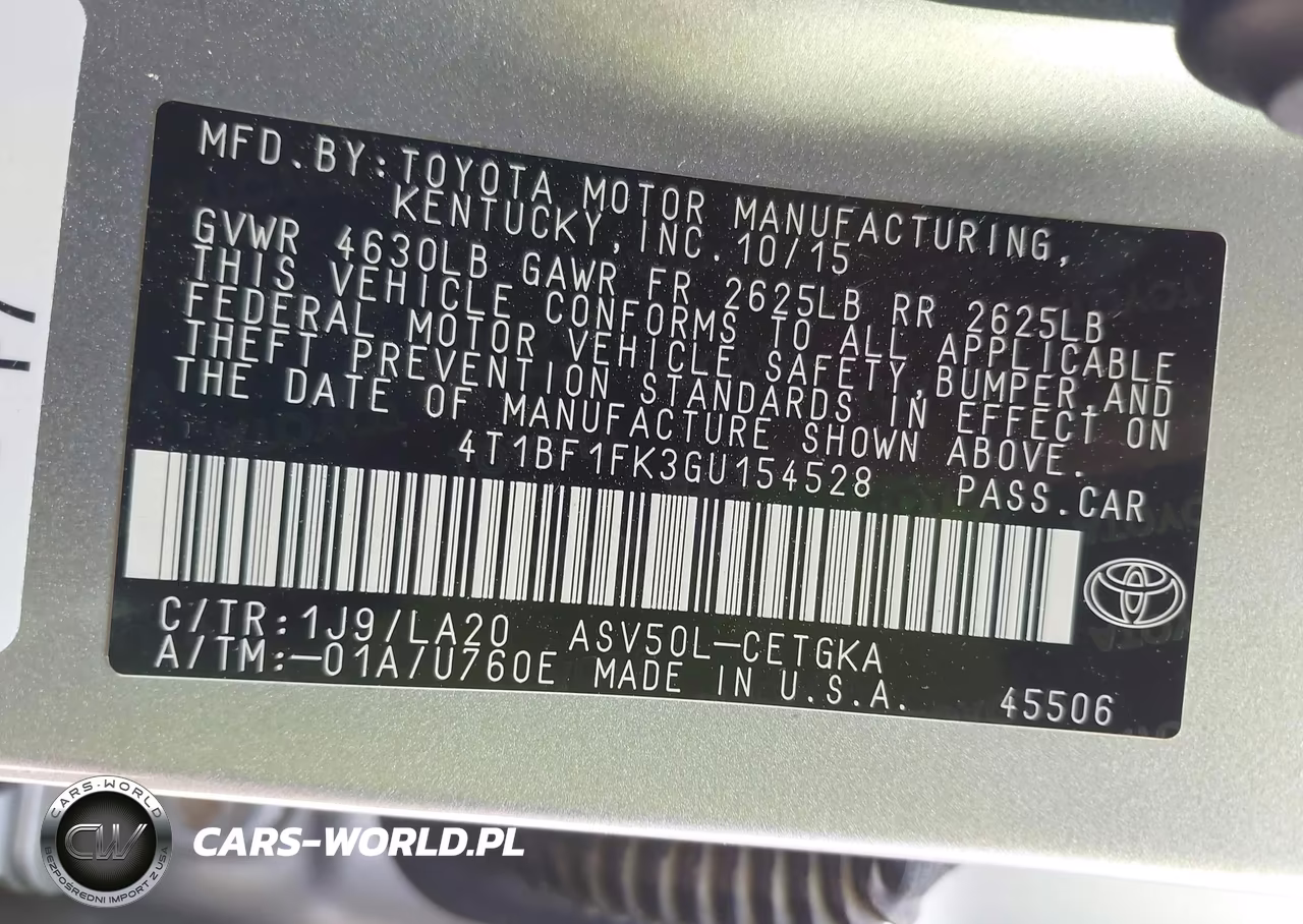 2016 Toyota Camry Xle VIN:4T1BF1FK3GU154528 - 9