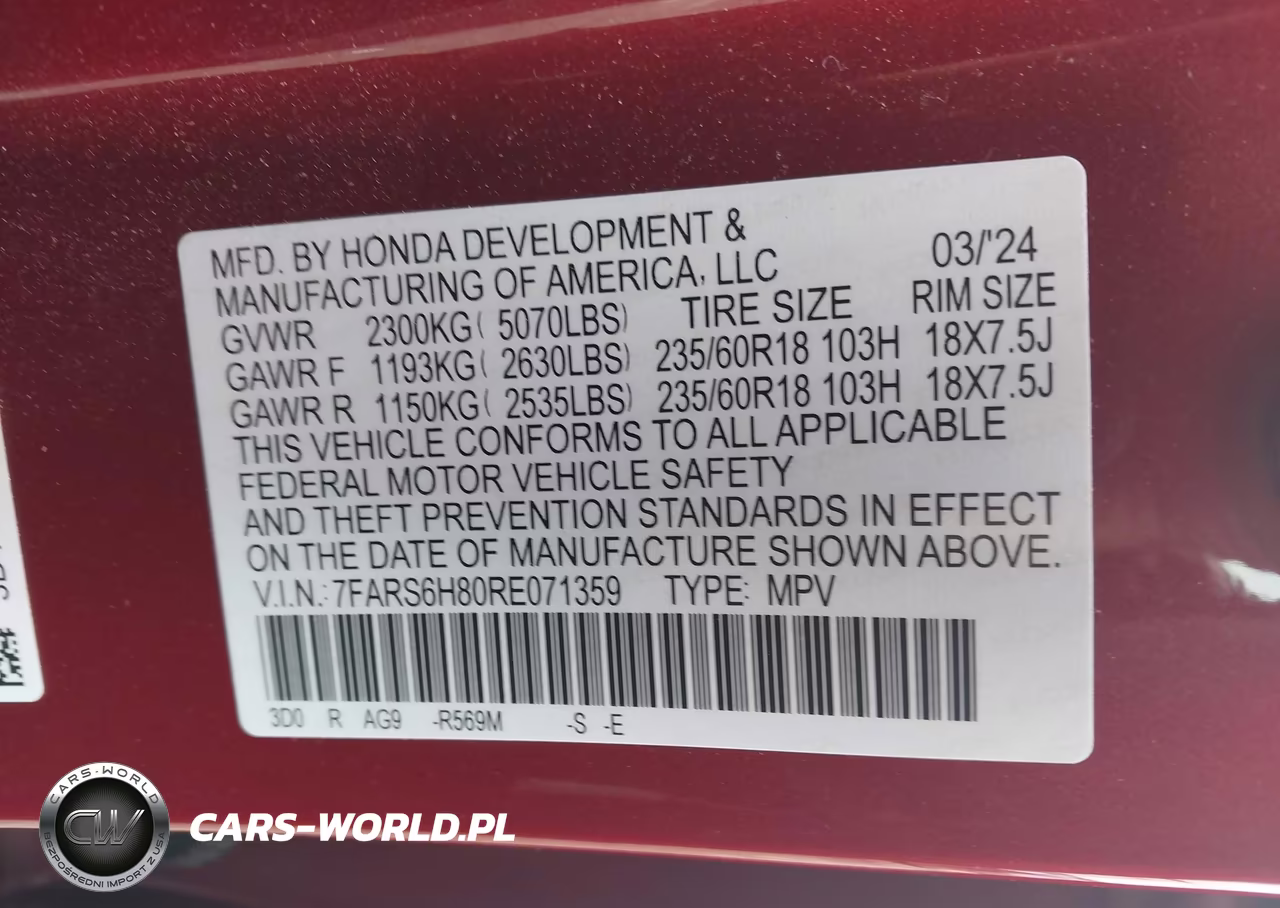 2024 Honda Cr-V Hybrid Sport-L VIN:7FARS6H80RE071359 - 9