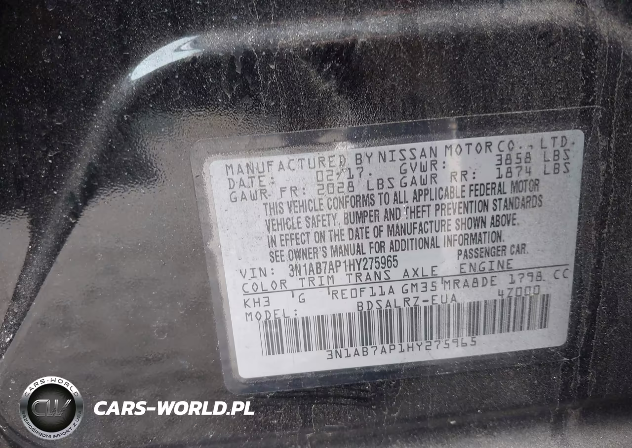 2017 Nissan Sentra Sr VIN:3N1AB7AP1HY275965 - 9