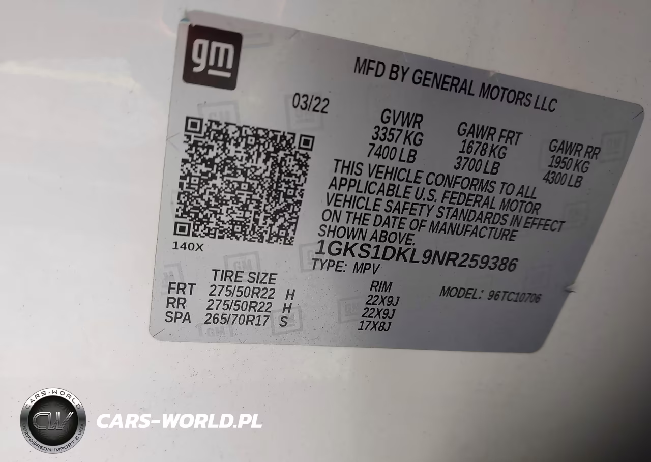 2022 GMC Yukon 2Wd Denali VIN:1GKS1DKL9NR259386 - 9