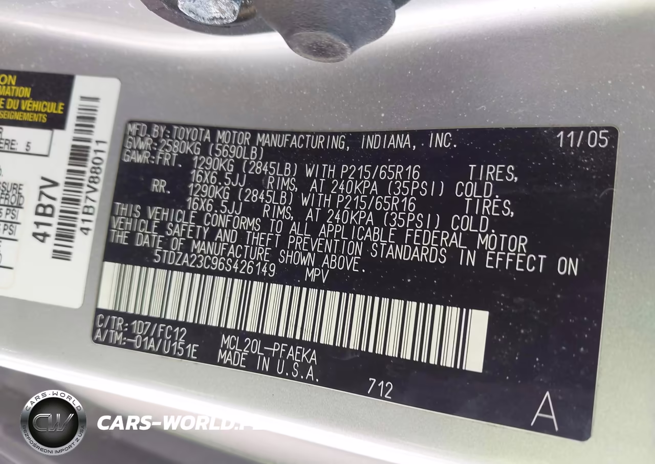 2006 Toyota Sienna Le VIN:5TDZA23C96S426149 - 9