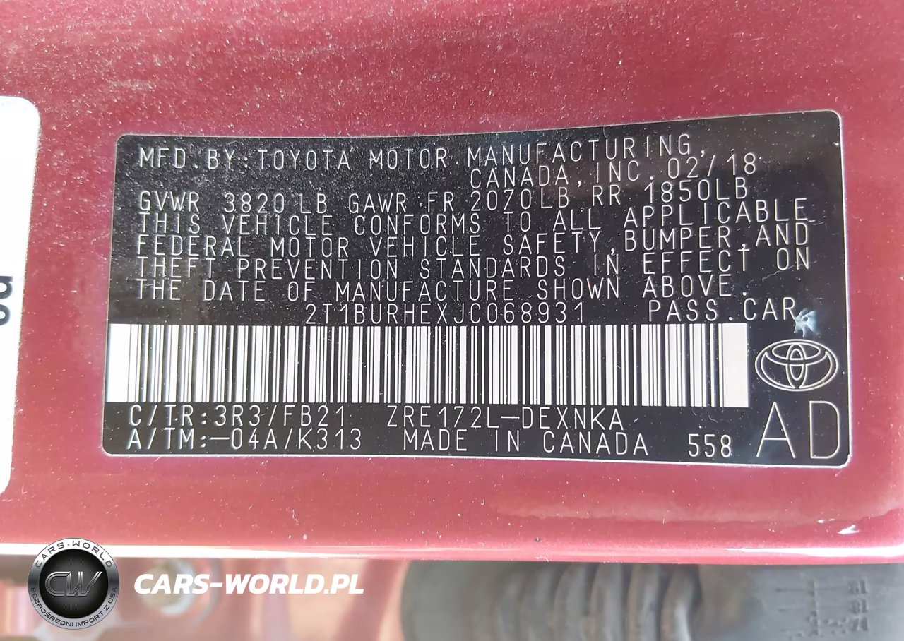 2018 Toyota Corolla Le VIN:2T1BURHEXJC068931 - 9