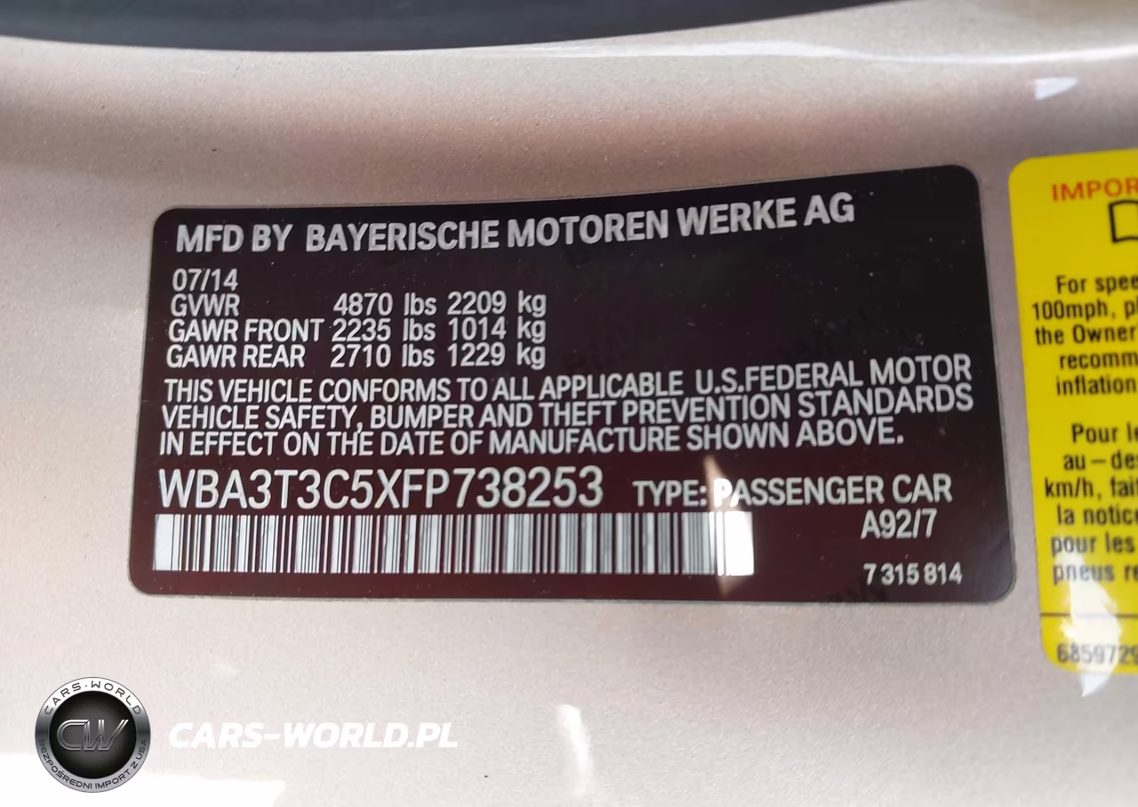 2015 BMW 435I VIN:WBA3T3C5XFP738253 - 9