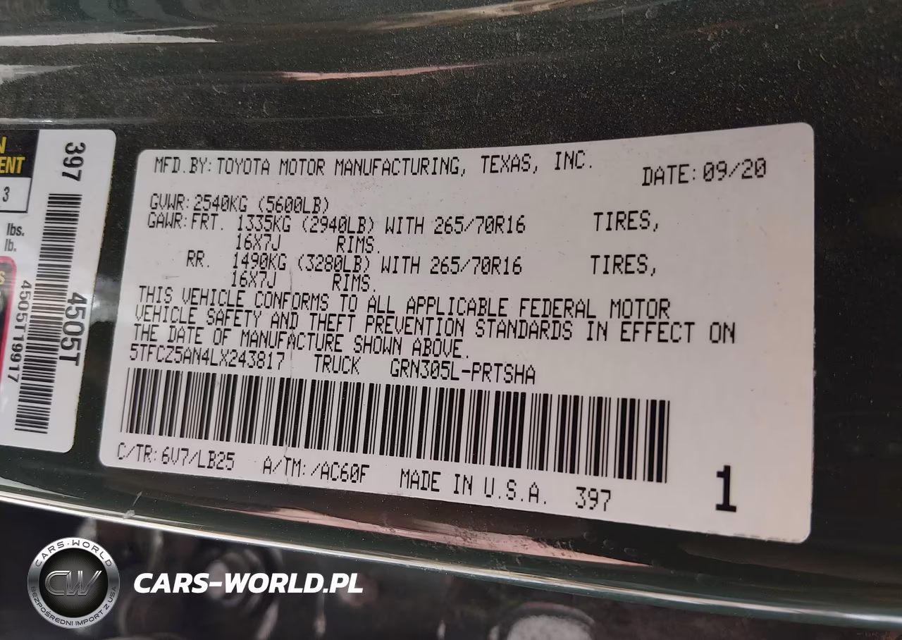 2020 Toyota Tacoma 4Wd Trd Pro VIN:5TFCZ5AN4LX243817 - 9
