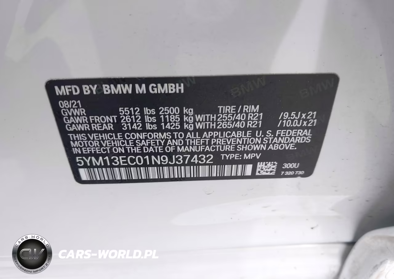 2022 BMW X3 M VIN:5YM13EC01N9J37432 - 9