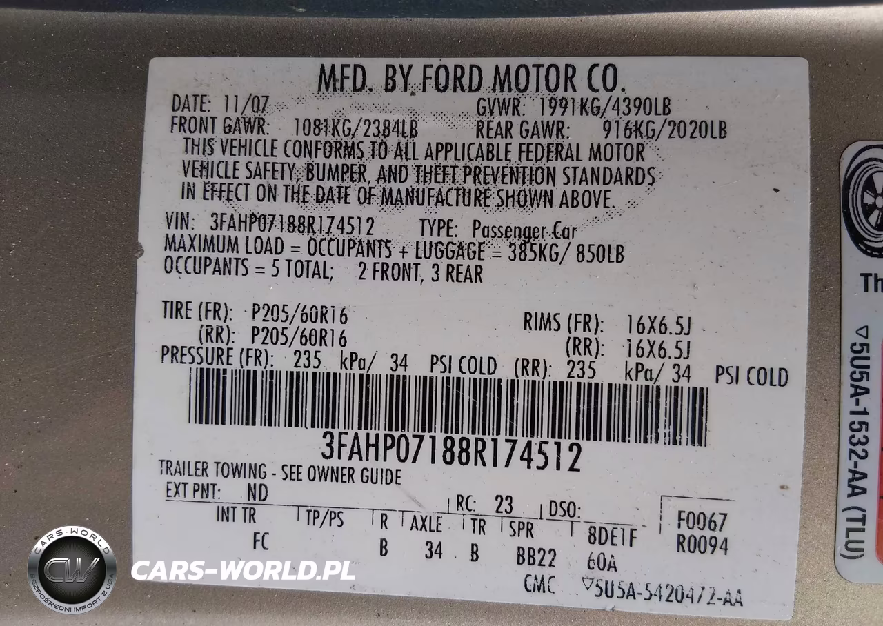 2008 Ford Fusion Se VIN:3FAHP07188R174512 - 9