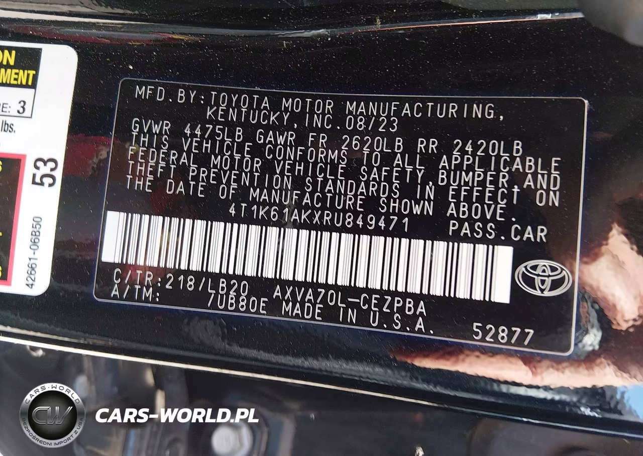 2024 Toyota Camry Xse VIN:4T1K61AKXRU849471 - 9
