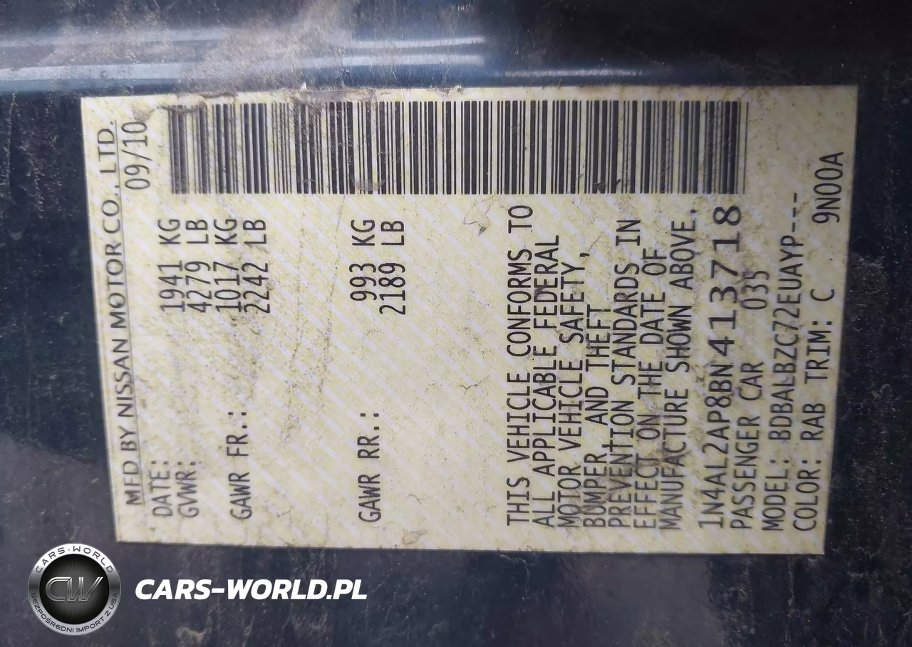 2011 Nissan Altima 2.5 S VIN:1N4AL2AP8BN413718 - 9