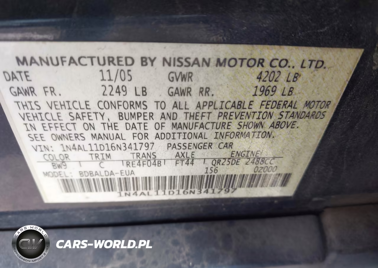 2006 Nissan Altima 2.5 S VIN:1N4AL11D16N341797 - 9