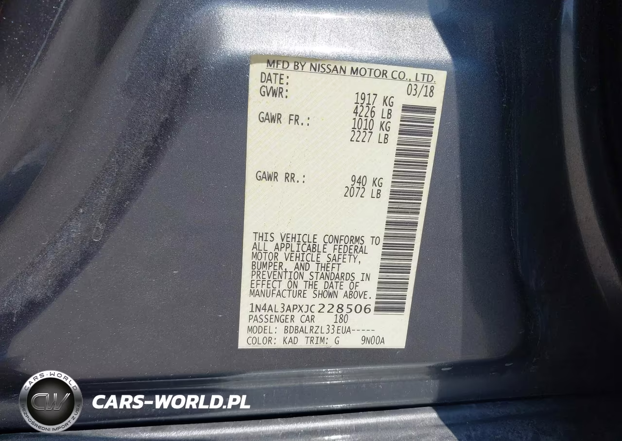 2018 Nissan Altima 2.5 Sl VIN:1N4AL3APXJC228506 - 9