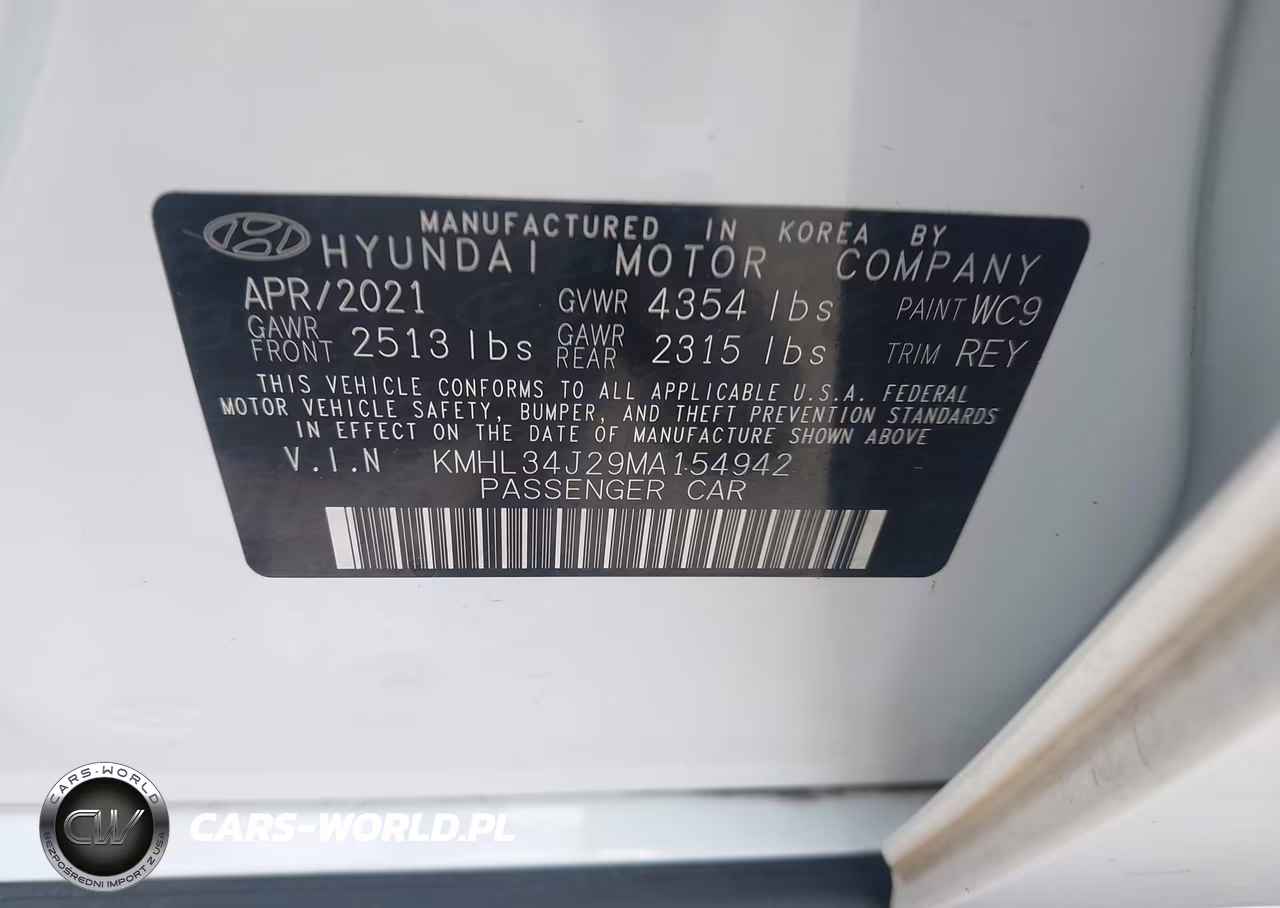 2021 Hyundai Sonata Limited VIN:KMHL34J29MA154942 - 9