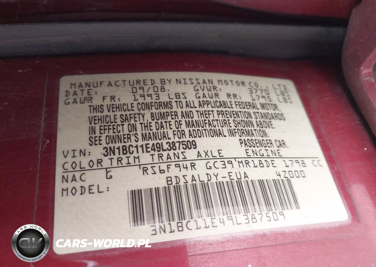2009 Nissan Versa 1.8S VIN:3N1BC11E49L387509 - 9